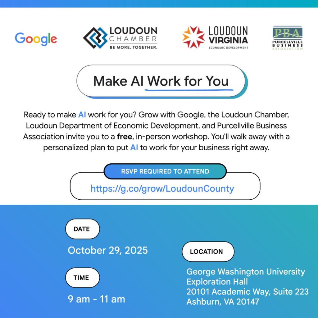 Flyer for workshop. For more information, please visit https://rsvp.withgoogle.com/events/gwg-chamber_ashburn/forms/registration